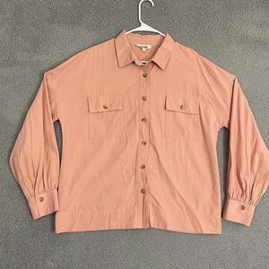 Mazik Shirt Women L Pink Button Front‎ Long Sleeve Top